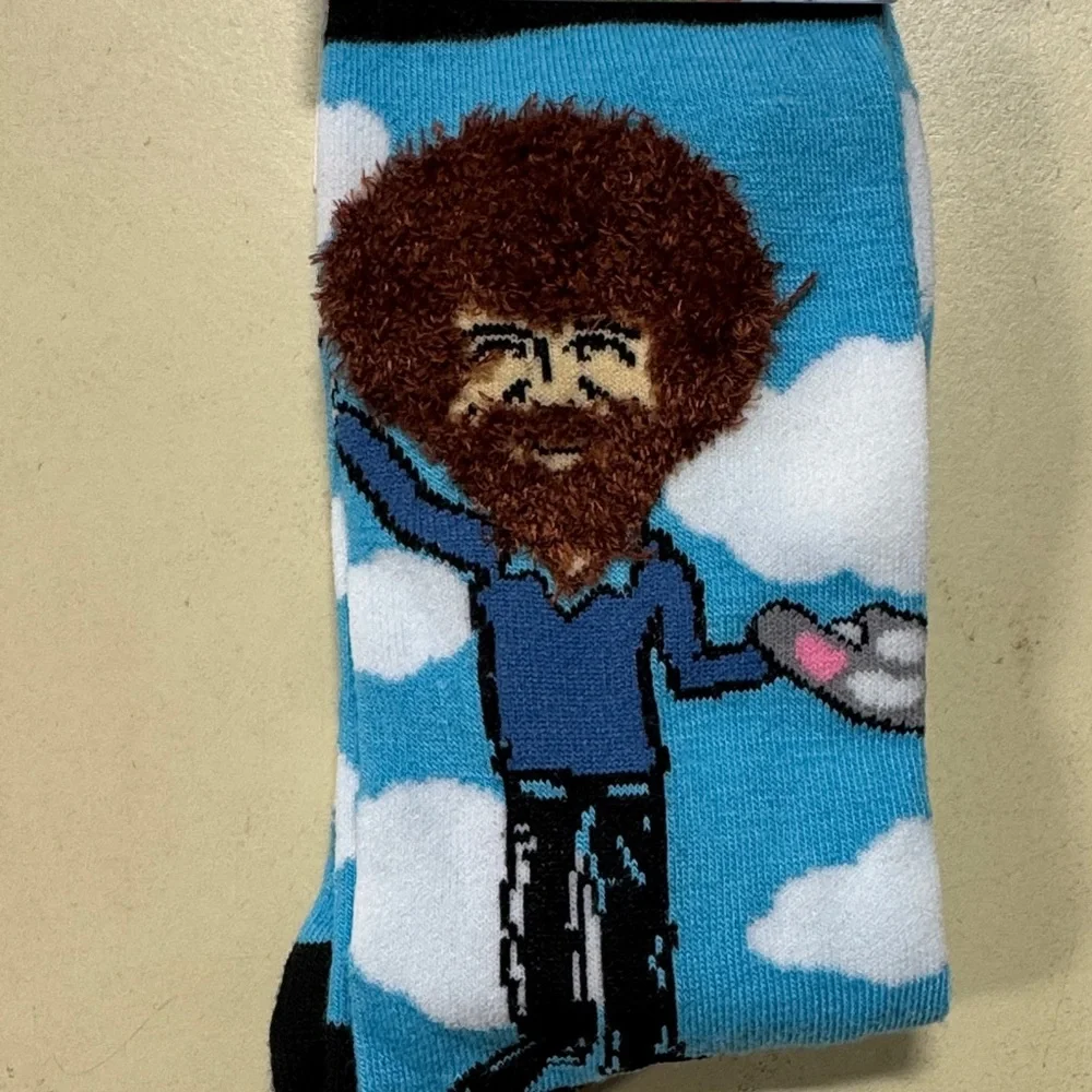NWT Bob Ross Sky Pattern Crew Socks - Blue
